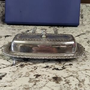 Vintage 1960s Irvinware Chrome Plated Covered Butter Dish